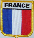 Aufnher Flagge Frankreich
 in Wappenform (6,2 x 7,3 cm) kaufen bestellen Shop
