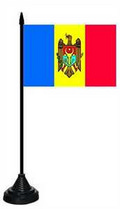 Bild der Flagge "Tisch-Flagge Moldawien 15x10cm mit Kunststoffständer"