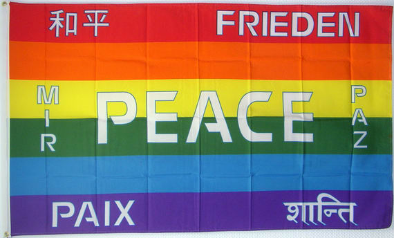 Friedensfahne mit mehrsprachiger Aufschrift-Fahne Friedensfahne mit  mehrsprachiger Aufschrift-Flagge im Fahnenshop bestellen