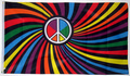 Friedensfahne Bunte Spirale mit PEACE-Zeichen
 (150 x 90 cm) kaufen bestellen Shop Fahne Flagge