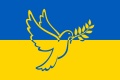 Bild der Flagge "Nationalflagge Ukraine mit Friedenstaube (Schwenkfahne 120 x 80 cm) in der Qualität Sturmflagge"