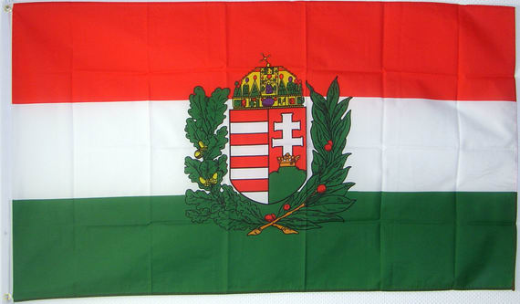 Flagge Ungarn mit Wappen-Fahne Ungarn mit Wappen-Flagge im