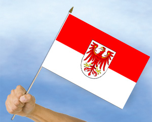 Stockflagge Brandenburg (45 x 30 cm)-Fahne Stockflagge Brandenburg (45 x 30  cm)-Flagge im Fahnenshop bestellen