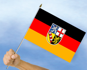 Stockflagge Saarland (45 x 30 cm)-Fahne Stockflagge Saarland (45 x