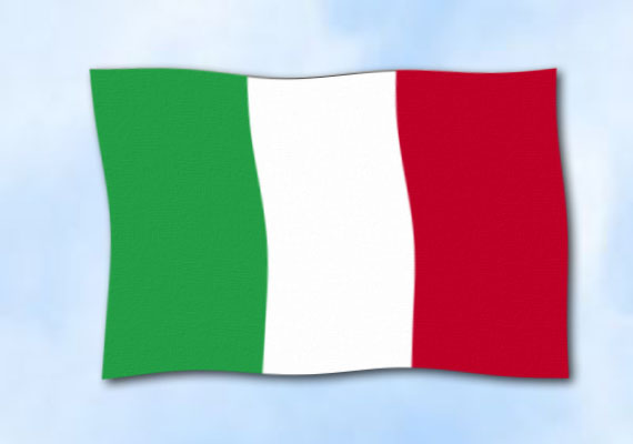 Handgezeichnet skizzenhafte Italien Flagge auf der Flagge Stange