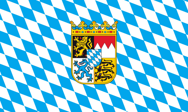 Flagge Bayern Raute mit Wappen im Querformat (Glanzpolyester