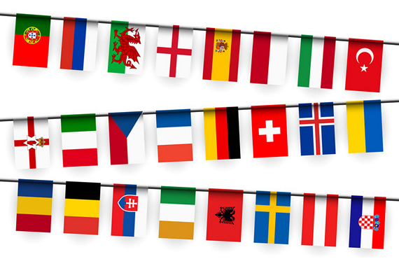 Flaggenkette Europa klein-Fahne Flaggenkette Europa klein-Flagge